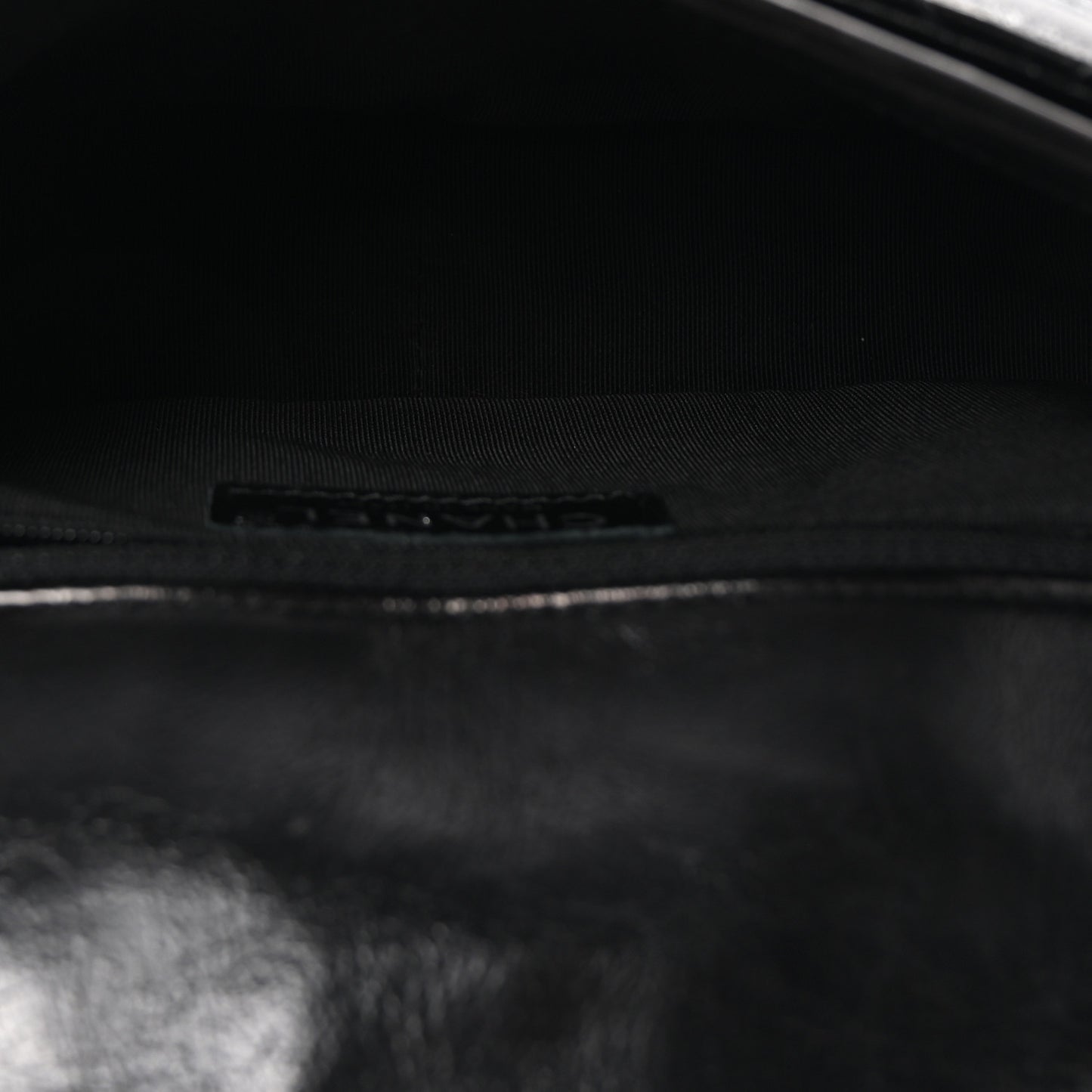 Shiny Goatskin Quilted Medium Flap Black