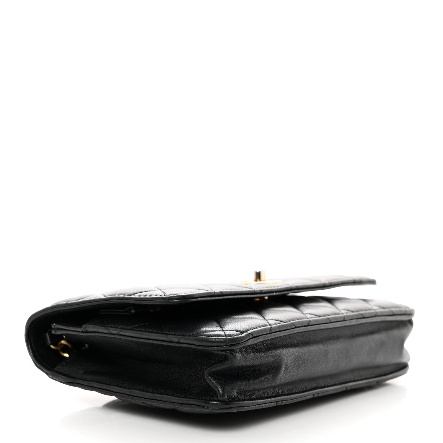 Chanel Lambskin Quilted CC Pearl Crush Wallet on Chain WOC Black 4 of 11