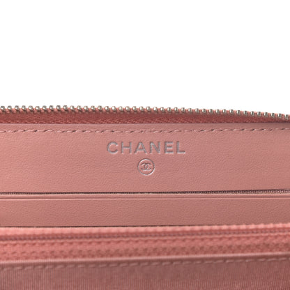 Chanel Ombre Patent Calfskin Quilted Small Zip Around Wallet Pink White 6 of 10