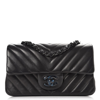 Chanel Lambskin Chevron Quilted Mini Rectangular Flap So Black 1 of 8