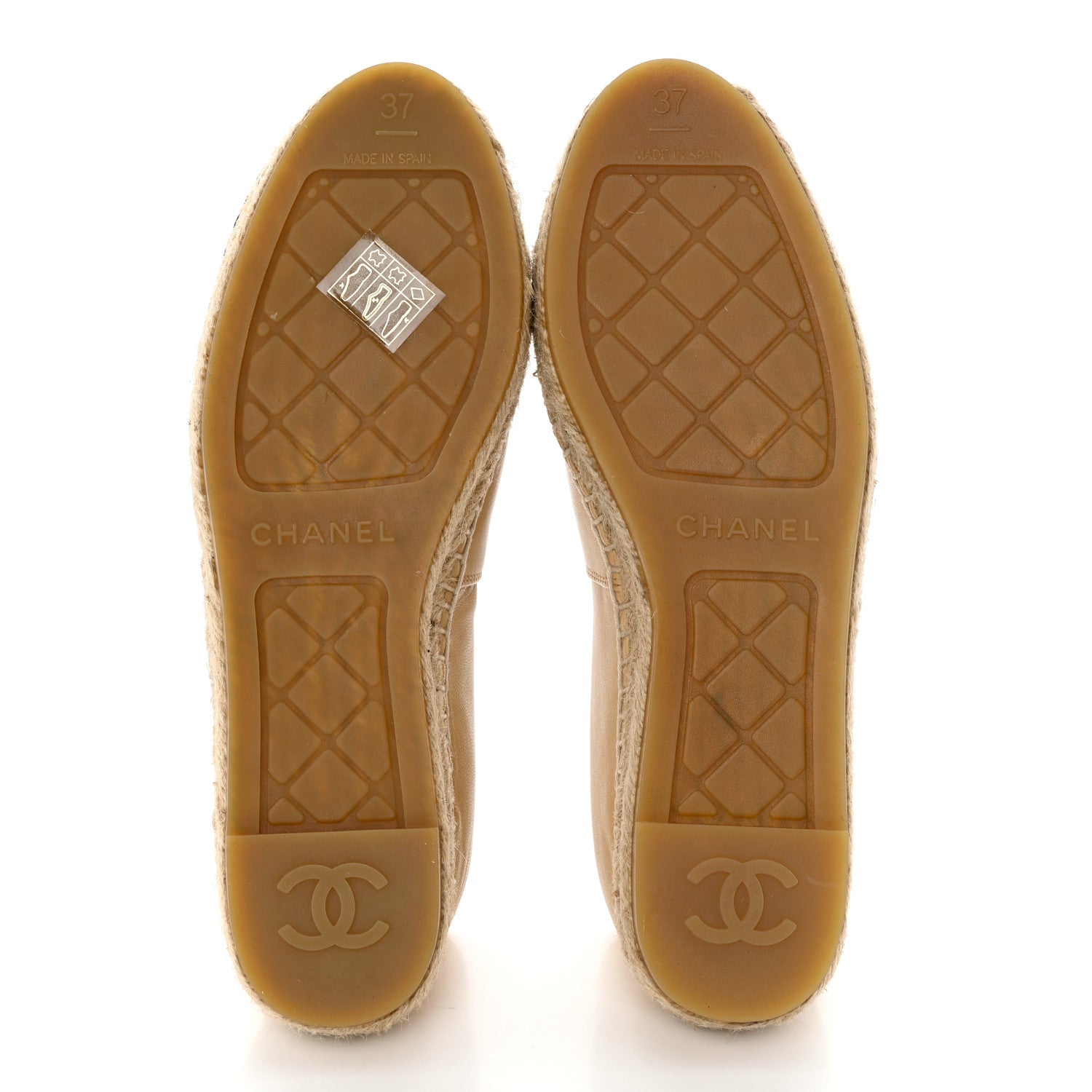 Chanel Lambskin CC Espadrilles 37 Beige Black 5 of 8