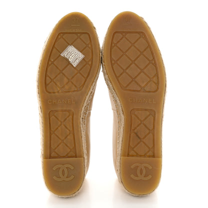 Chanel Lambskin CC Espadrilles 37 Beige Black 5 of 8