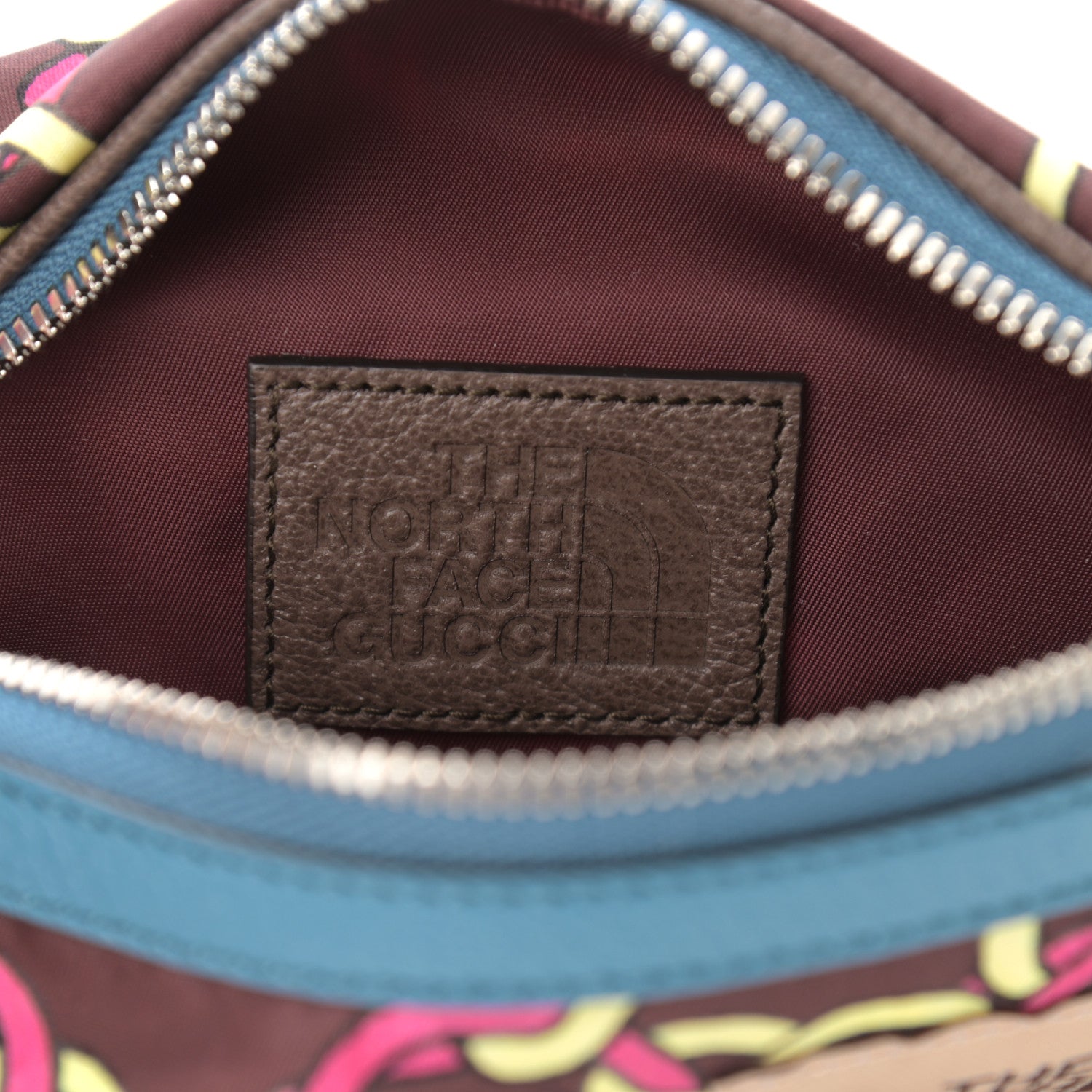Gucci X THE NORTH FACE Econyl Nylon Textured Dollar Calfskin Linked GG Belt Bag Burgundy 8 of 11