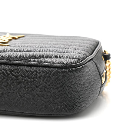 Saint Laurent Grain De Poudre Matelasse Monogram Mini Lou Camera Bag Black 9 of 10