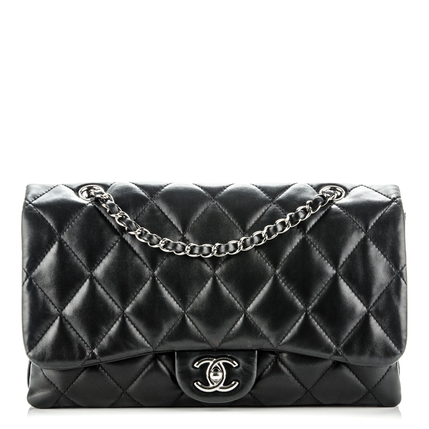 Chanel Lambskin Quilted Large 3 Flap Black 1 of 7