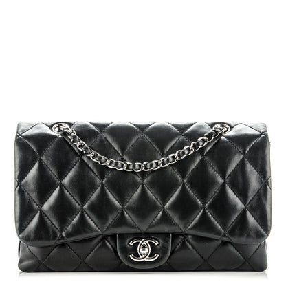 Chanel Lambskin Quilted Large 3 Flap Black 1 of 7