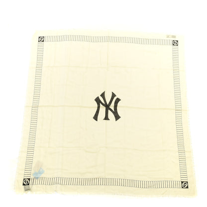 Gucci X MLB Modal Silk NY Yankees Shawl Ivory Black 1 of 4