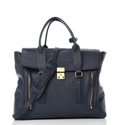 3.1 Phillip Lim 3.1 Textured Calfskin Large Pashli Satchel Ink 1 of 18