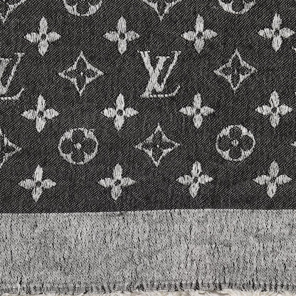 Louis Vuitton Wool Silk Monogram Denim Shawl Black 7 of 8