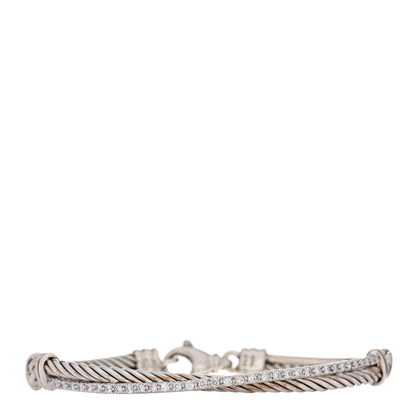 David Yurman Sterling Silver Diamond 3mm Crossover Bracelet 1 of 3
