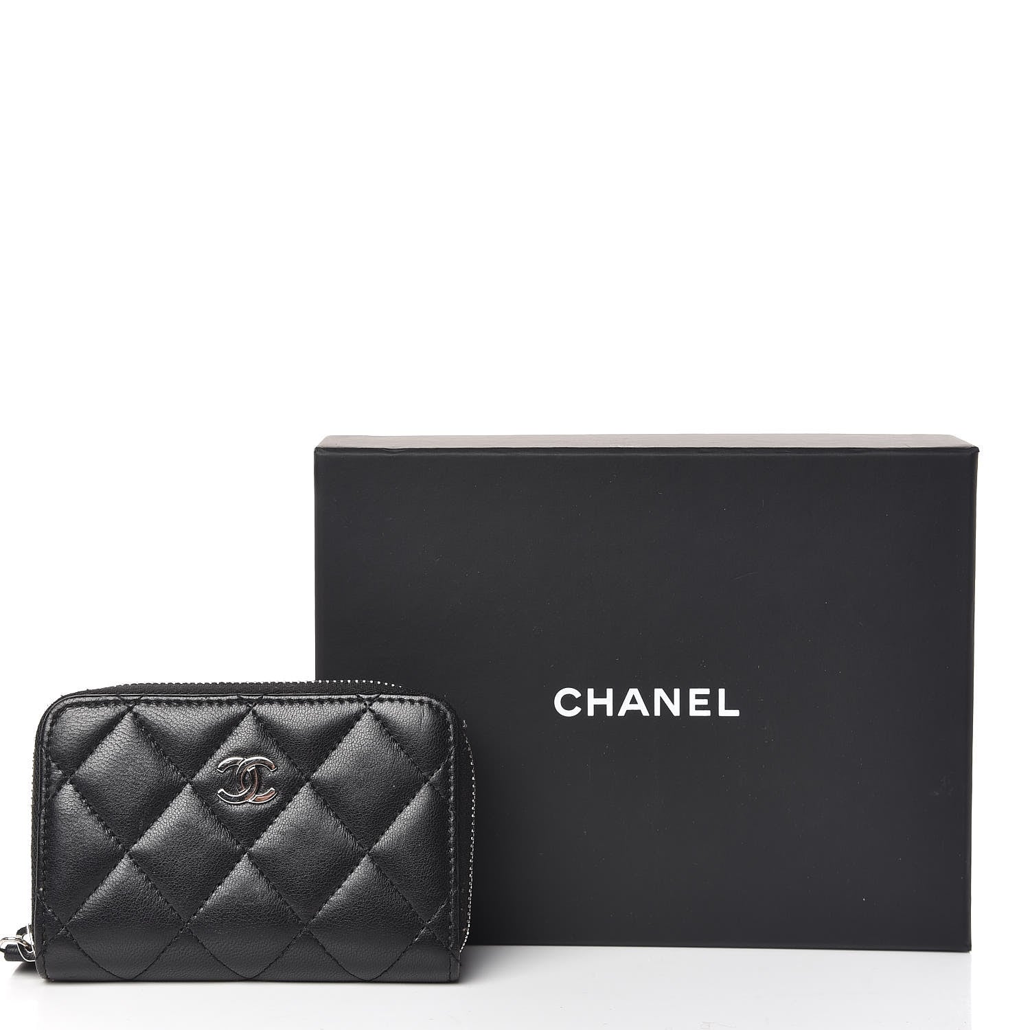 Chanel Lambskin Quilted Zip Coin Purse Black 8 of 8