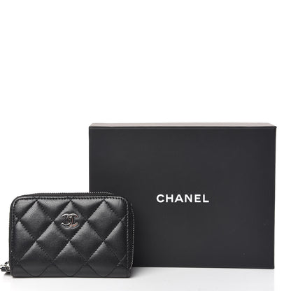 Chanel Lambskin Quilted Zip Coin Purse Black 8 of 8