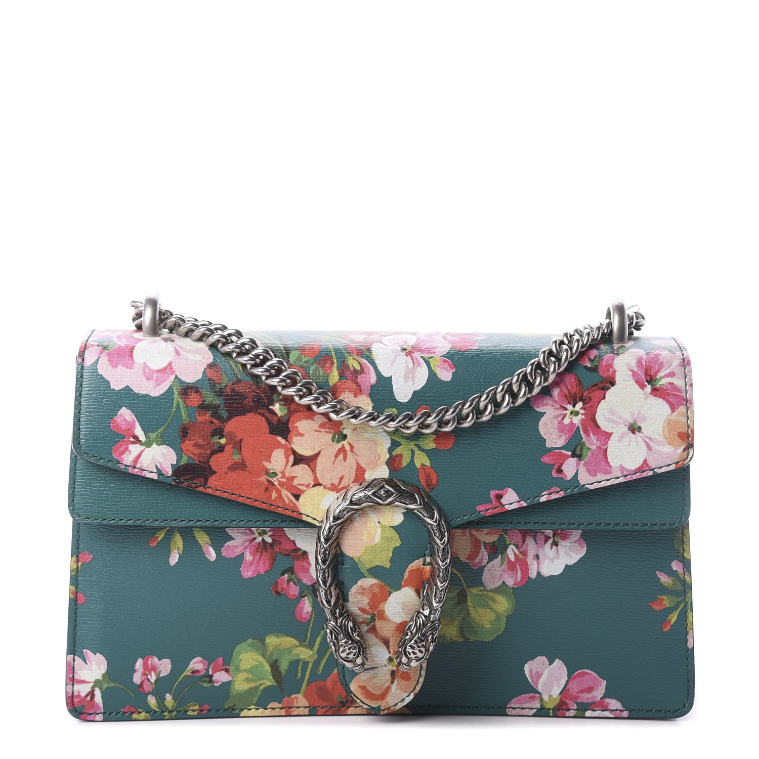 Gucci Calfskin Blooms Print Small Dionysus Shoulder Bag Bright Emerald Multicolor 1 of 9