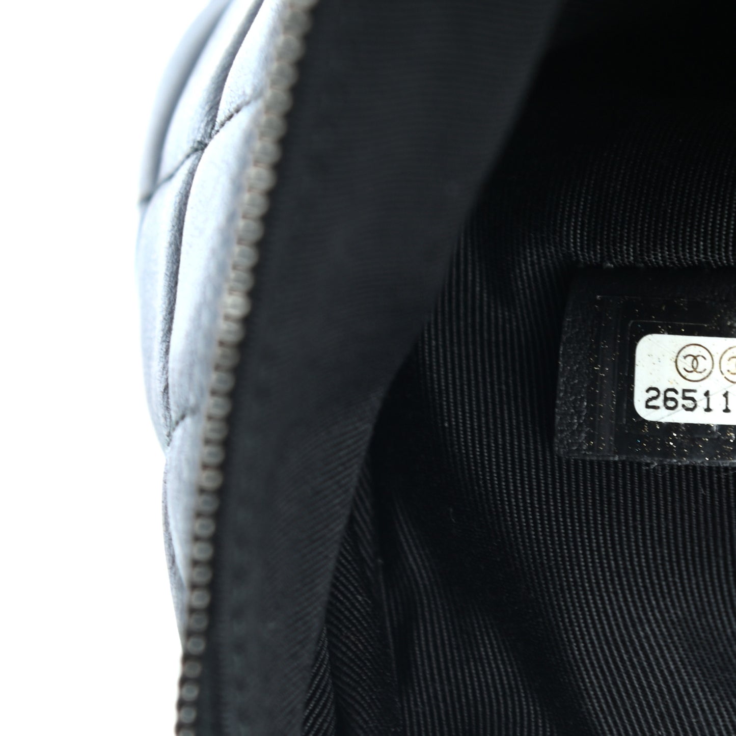 Lambskin Quilted Large Boy Zip Pouch Black