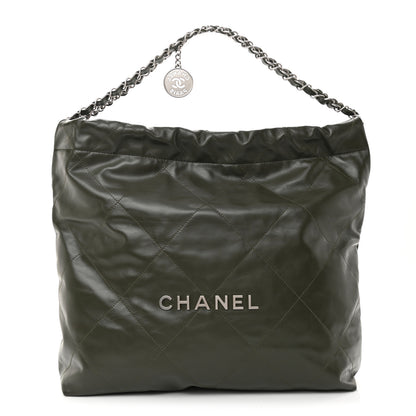 Chanel Shiny Calfskin Quilted Chanel 22 Khaki 3 of 13