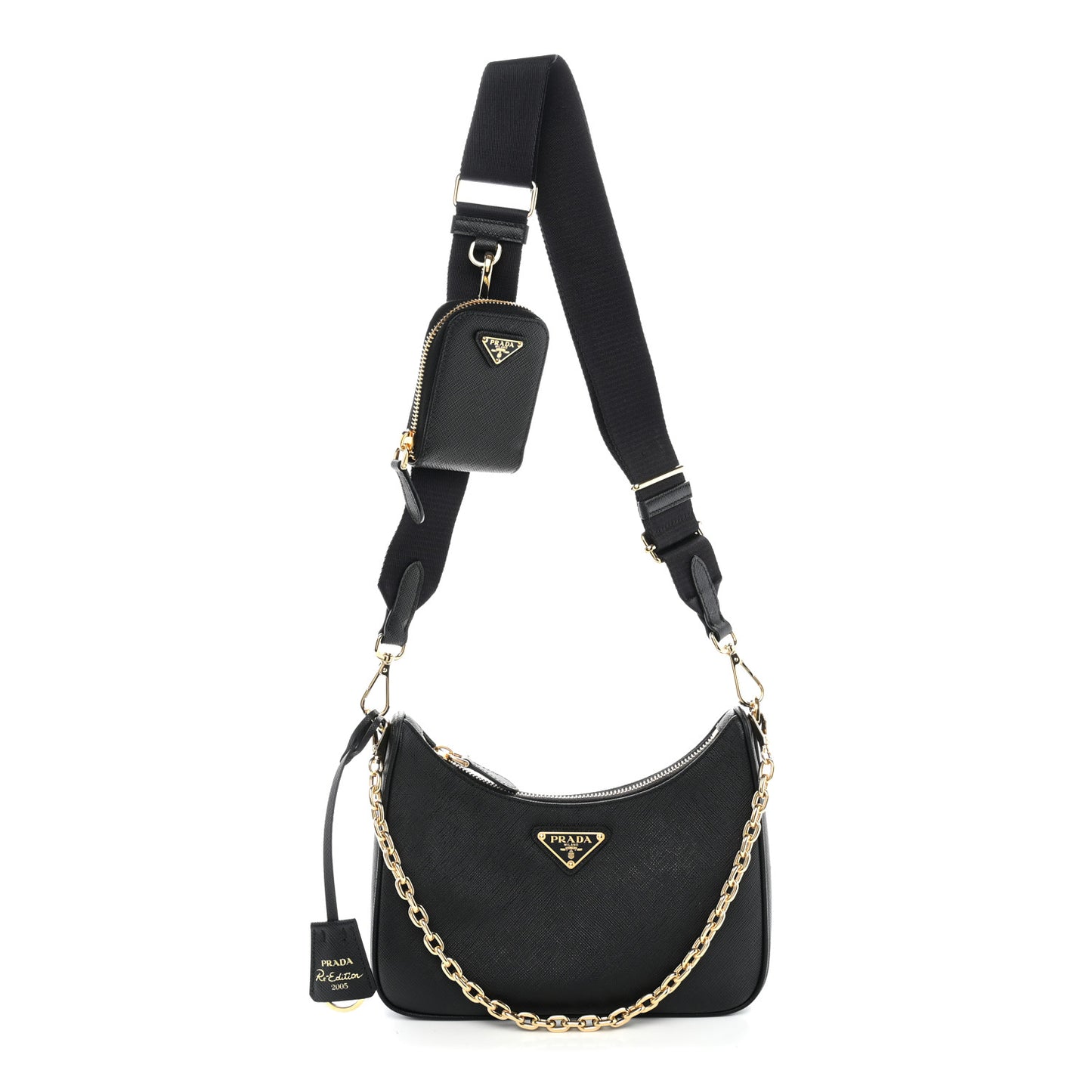 Saffiano Lux Re-Edition 2005 Shoulder Bag Black