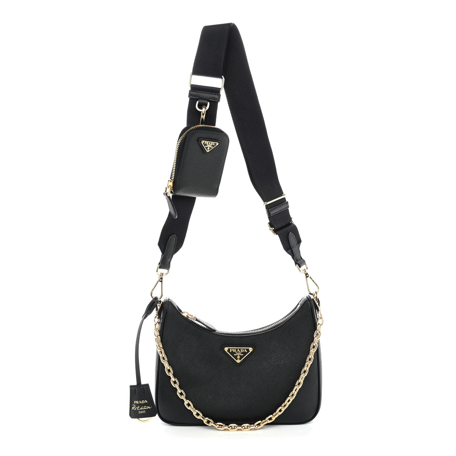 Prada Saffiano Lux Re-Edition 2005 Shoulder Bag Black 1 of 11