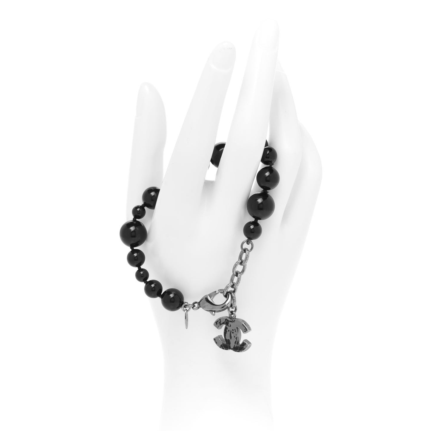 Glass Bead CC Map Bracelet Ruthenium Black