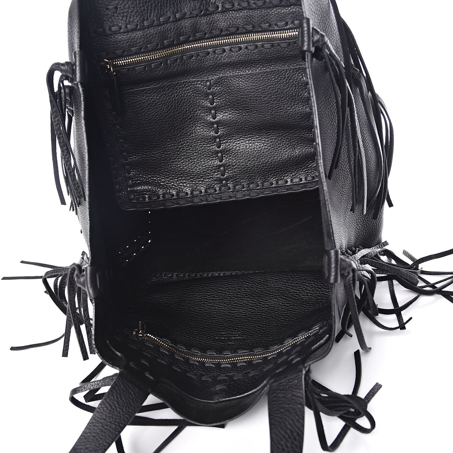 Grained Calfskin C-Rockee Fringe Tote Black