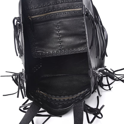 Valentino Garavani Grained Calfskin C-Rockee Fringe Tote Black 5 of 10