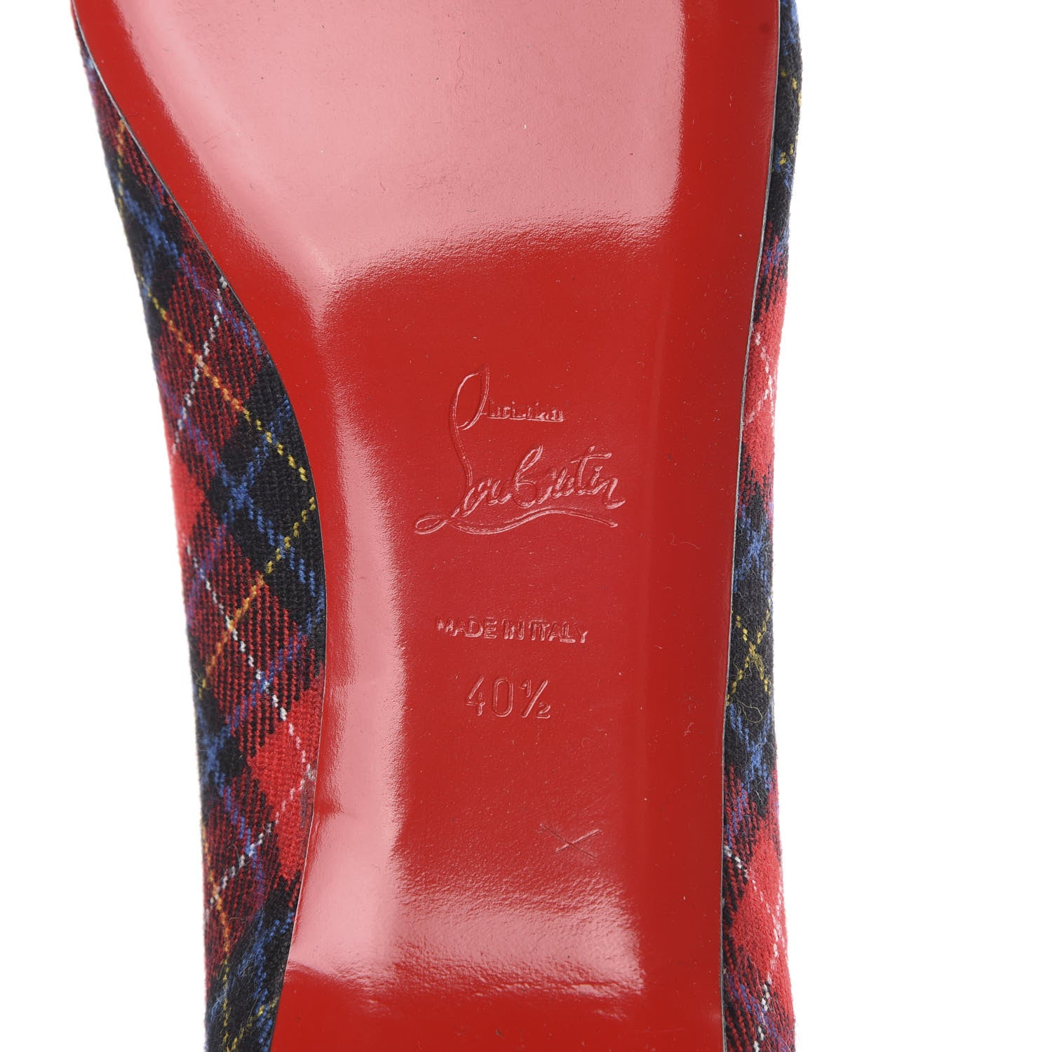 Christian Louboutin Tartan Rosella Flats 40.5 Crimson 6 of 7