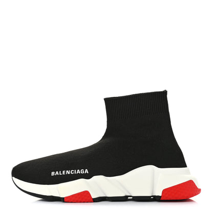 Balenciaga Neoprene Knit Womens Speed Sneakers 36 Black White Red 1 of 8
