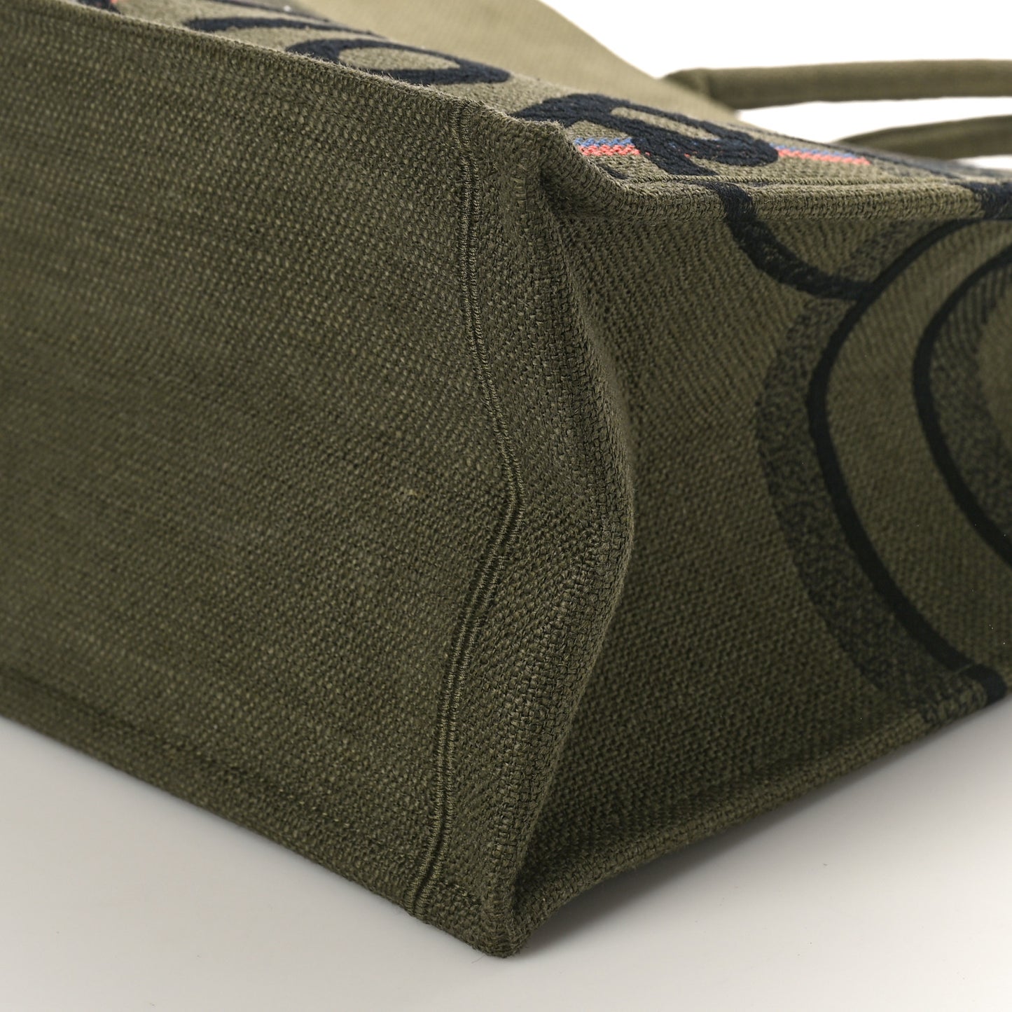Canvas Jute Embroidered Medium Book Tote Green