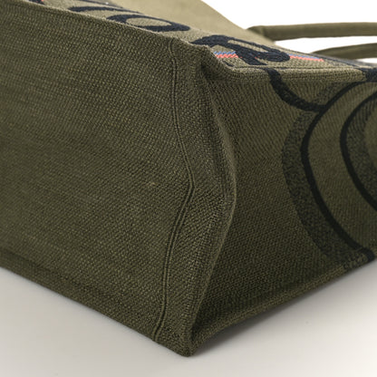 Christian Dior Canvas Jute Embroidered Medium Book Tote Green 8 of 9