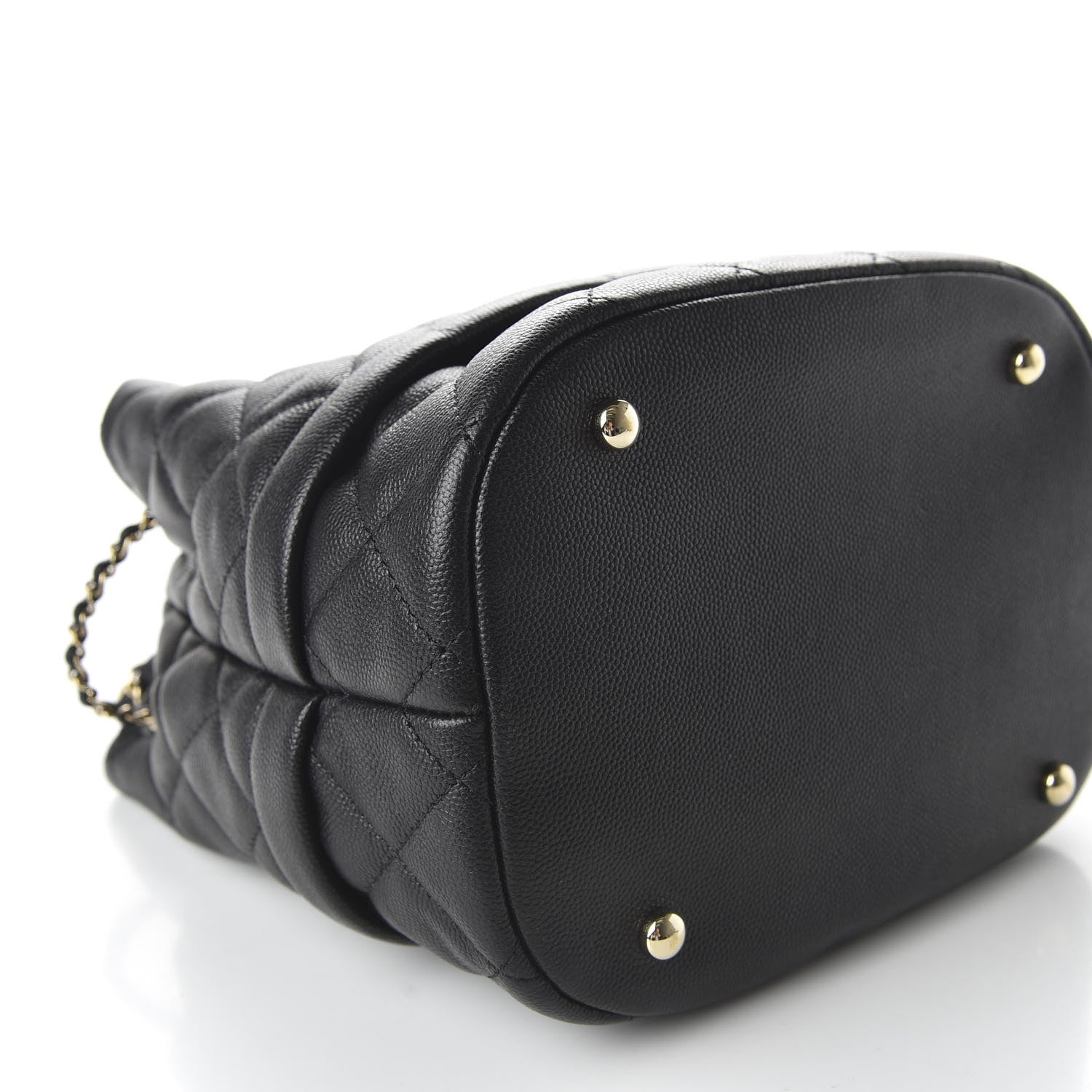 Chanel Caviar Quilted Rolled Up Bucket Drawstring Bag Black 5 of 9
