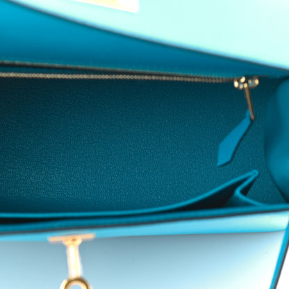 Hermes Epsom Kelly Sellier 25 Bleu Frida 5 of 10