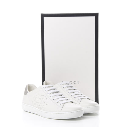 Gucci Calfskin Interlocking G Perforated Womens Ace Sneakers 36 White Grey Sky 8 of 8