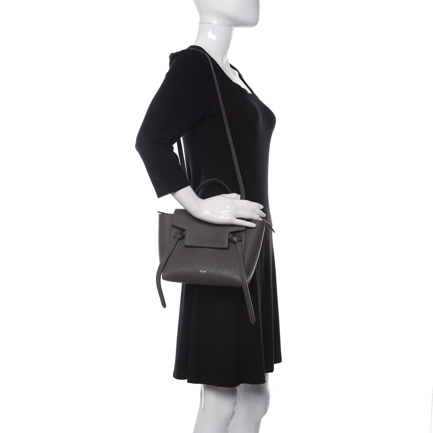 Grained Calfskin Nano Belt Bag Grey