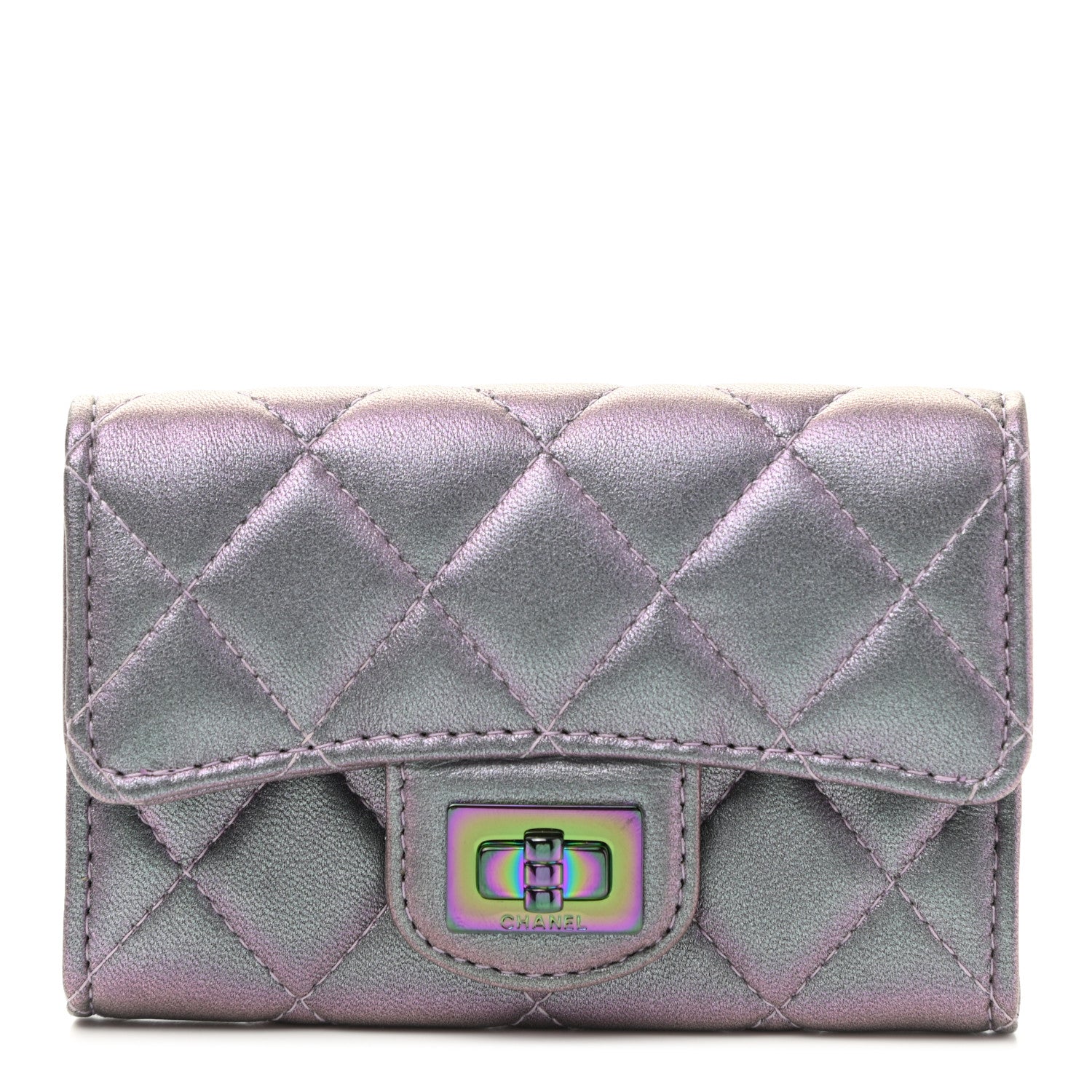 Chanel Iridescent Lambskin Quilted Reissue Flap Card Holder Light Purple 1 of 8