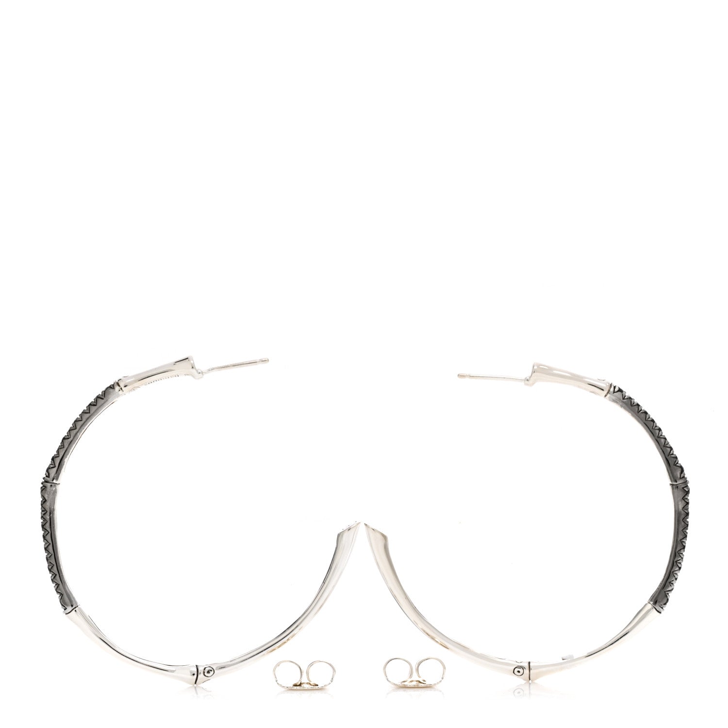 John Hardy Sterling Silver Black Sapphire Large Bamboo Hoop Earrings 3 of 4