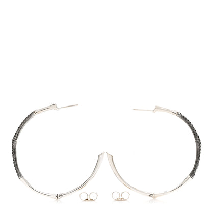 John Hardy Sterling Silver Black Sapphire Large Bamboo Hoop Earrings 3 of 4
