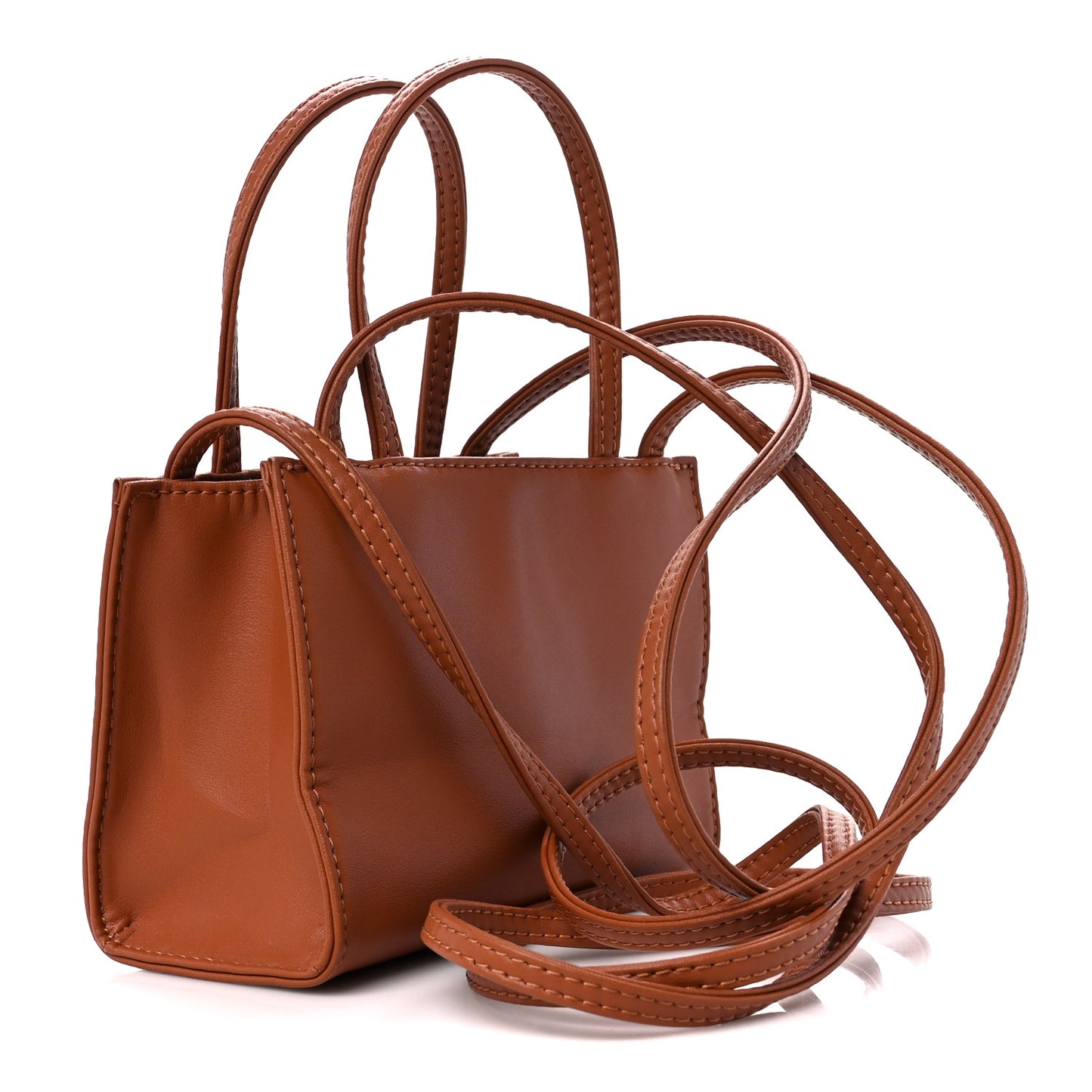 Vegan Leather Small Shopping Bag Tan