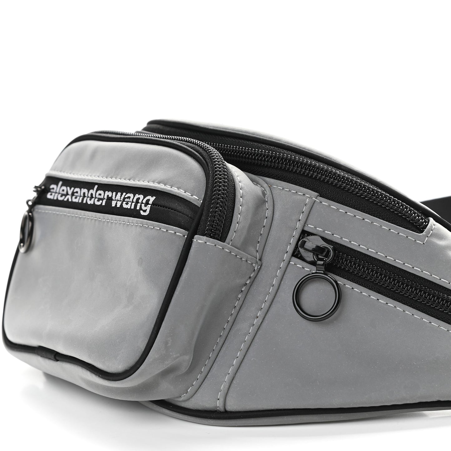 Nylon Logo Printed Attica Belt Bag Reflective Silver