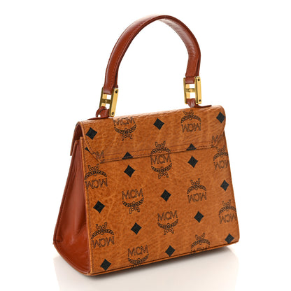 MCM Visetos Heritage Top Handle Satchel Cognac 4 of 9
