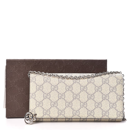 Gucci GG Supreme Monogram GG Pierce Chain Clutch Wallet Ecru Grigio 10 of 10