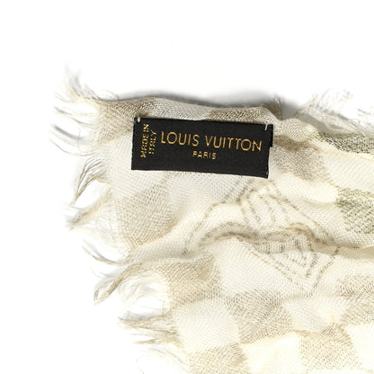 Louis Vuitton Cashmere Silk Damier Scarf Ivory Green 4 of 4