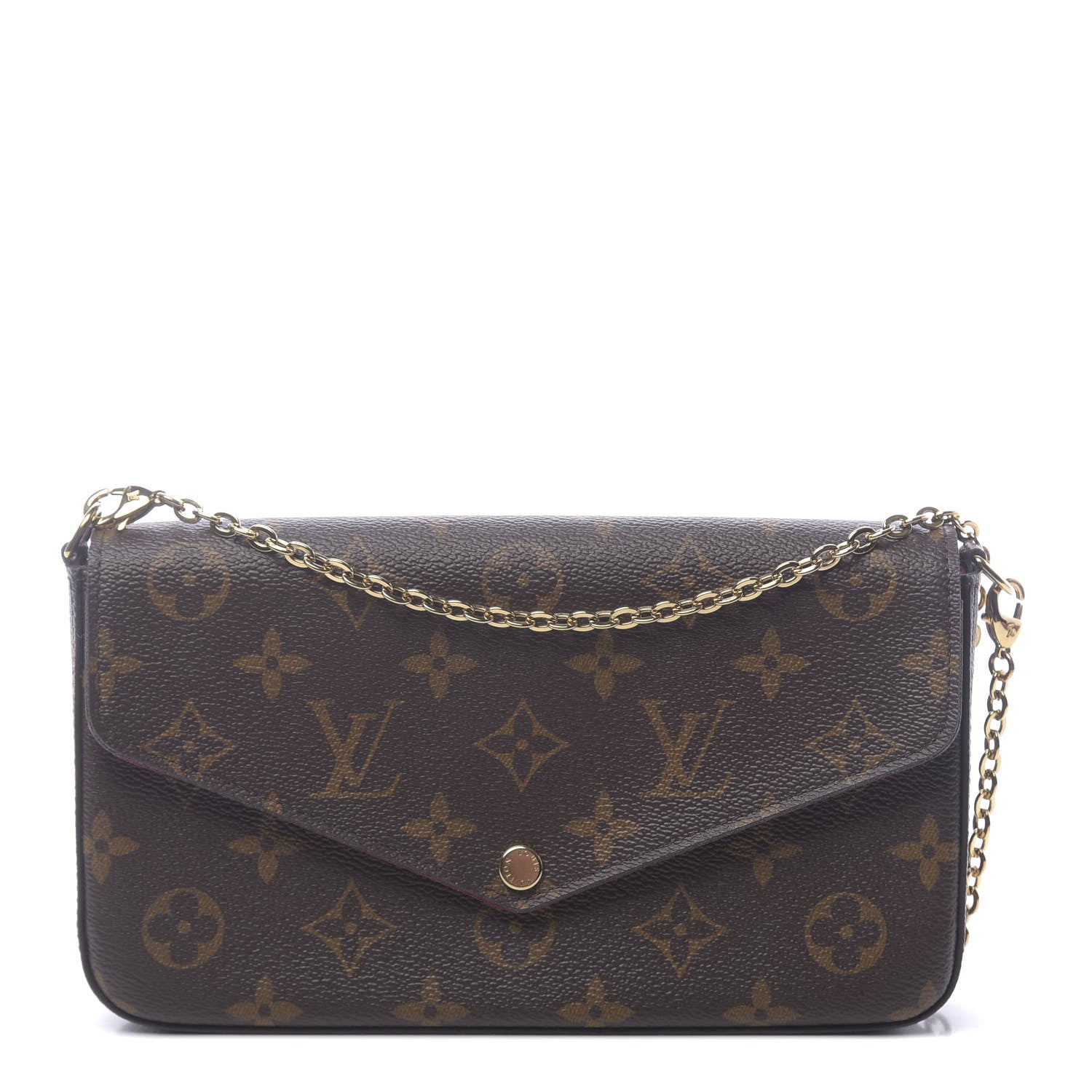Louis Vuitton Monogram Pochette Felicie Chain Wallet Fuchsia 1 of 12