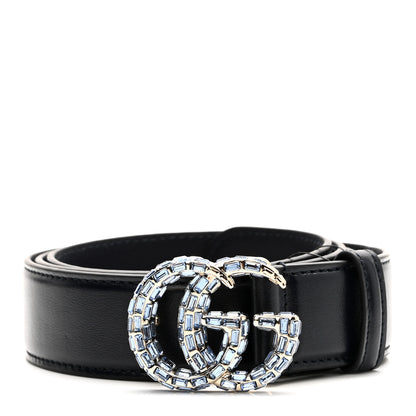 Gucci Calfskin Baguette Crystal Double G 30mm Belt 90 36 Blue Light Sapphire 1 of 5