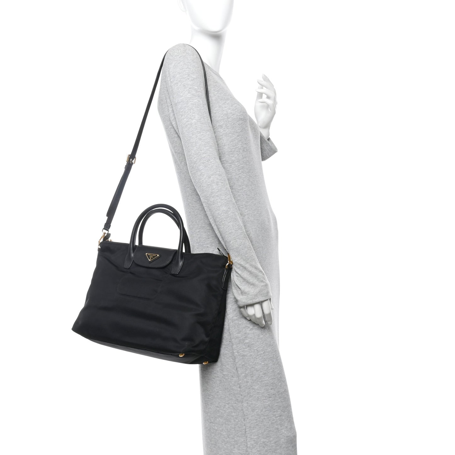 Tessuto Nylon Saffiano Tote Black