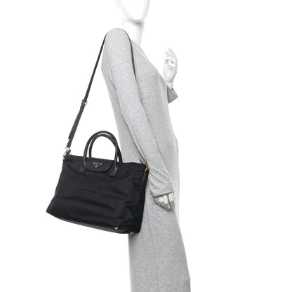 Prada Tessuto Nylon Saffiano Tote Black 3 of 21