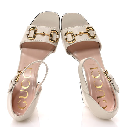 Gucci Nappa Horsebit Cross Strap 95mm Sandals 41 Mystic White 2 of 9