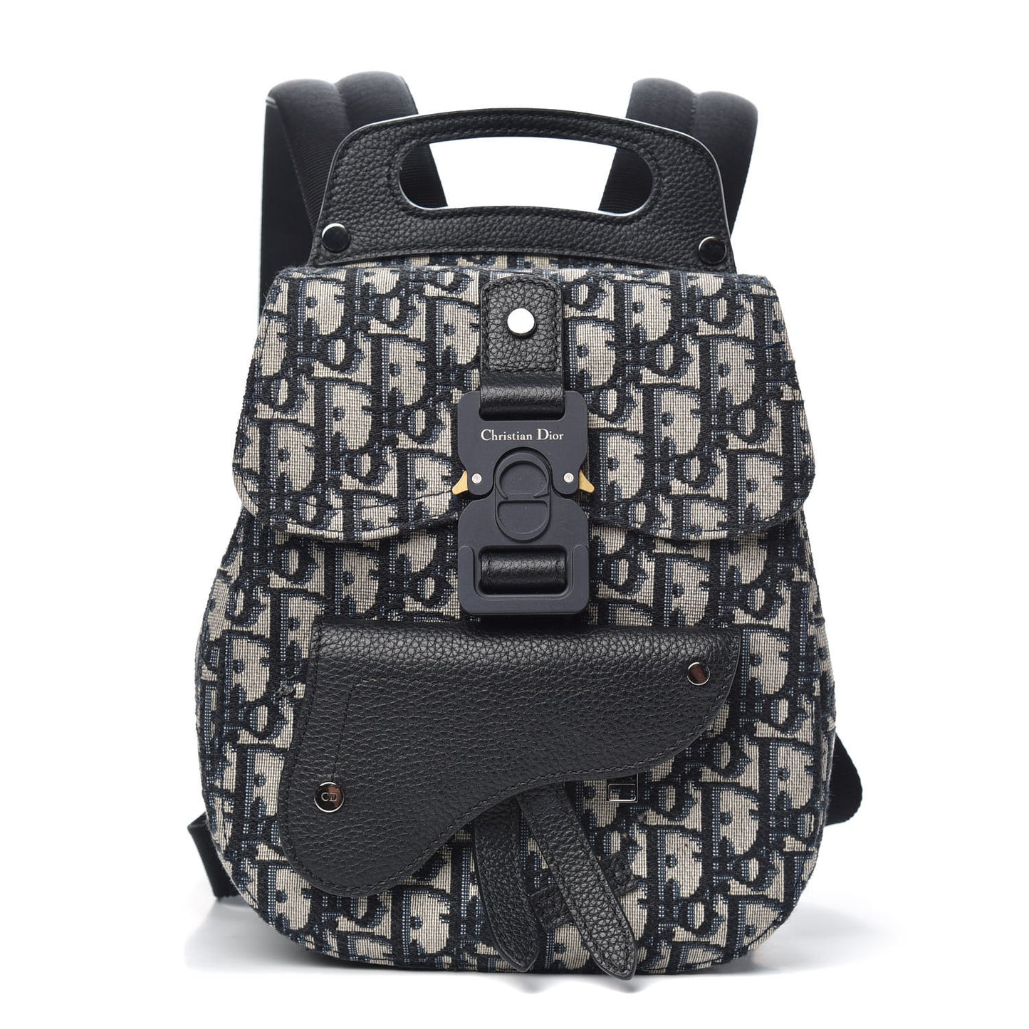 HOMME Oblique Calfskin Mens Mini Saddle Backpack Navy Blue