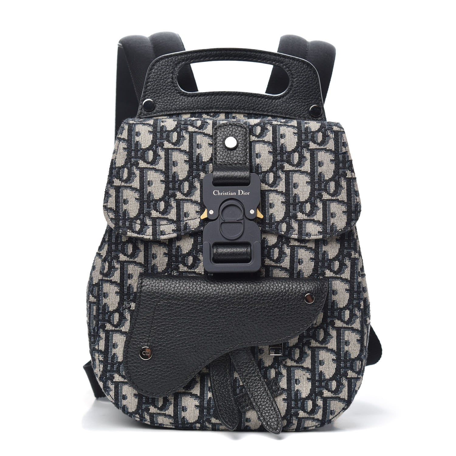 Christian Dior HOMME Oblique Calfskin Mens Mini Saddle Backpack Navy Blue 1 of 9