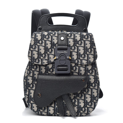 Christian Dior HOMME Oblique Calfskin Mens Mini Saddle Backpack Navy Blue 1 of 9
