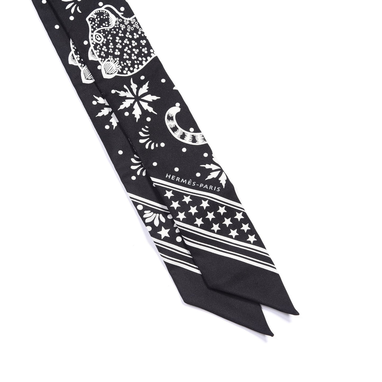 Silk Les Leopards Twilly Black White