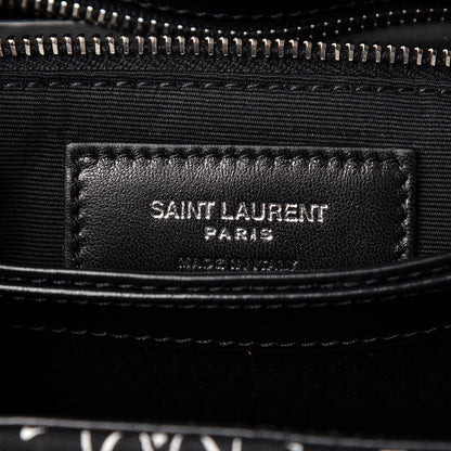 Saint Laurent Cotton Bandana Y Quilted Monogram Toy Loulou Crossbody Bag Black White 8 of 11